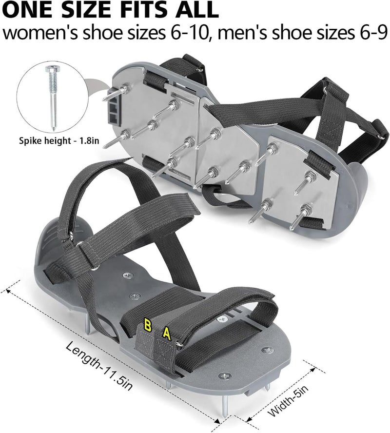 DenForste Lawn Aerator Shoes for Grass - Pre-Assembled Grass Aerator Shoes for Lawn - Soil Yard Aerator Tool for Aerating Patio Garden, Gray - Image 4